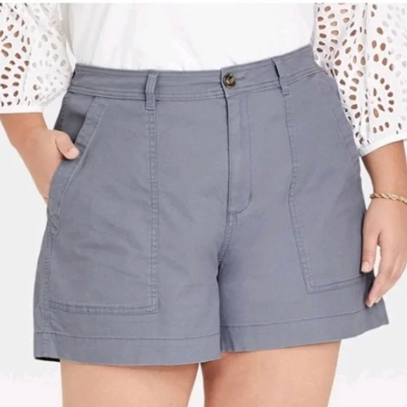 a new day Shorts Womens Plus Size High Rise Utility Shorts A